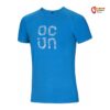 Blaues Ocun Bamboo T Gear Herren Klettershirt mit Schriftzug auf der Brust.