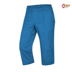 Hellblaue Ocun Jaws 3/4 Kletterhose von der Seite.