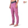 Bauchfreies Modell mit rosa Rafiki Femio Damen Kletterhose für den Sommer von der Seite.