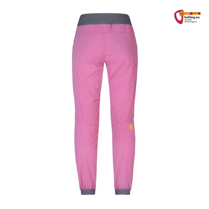 Rose Damen Sommer Kletterhose von hinten mit grauem Bund.