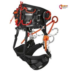 Schwarzer Rock Empire Sherman Baumpflegergurt von der Seite mit allen Details.