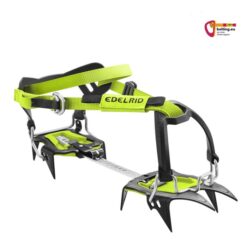 Grün schwarzes Edelrid Nemo Soft 10 Zack Steigeisen schräg von vorne.