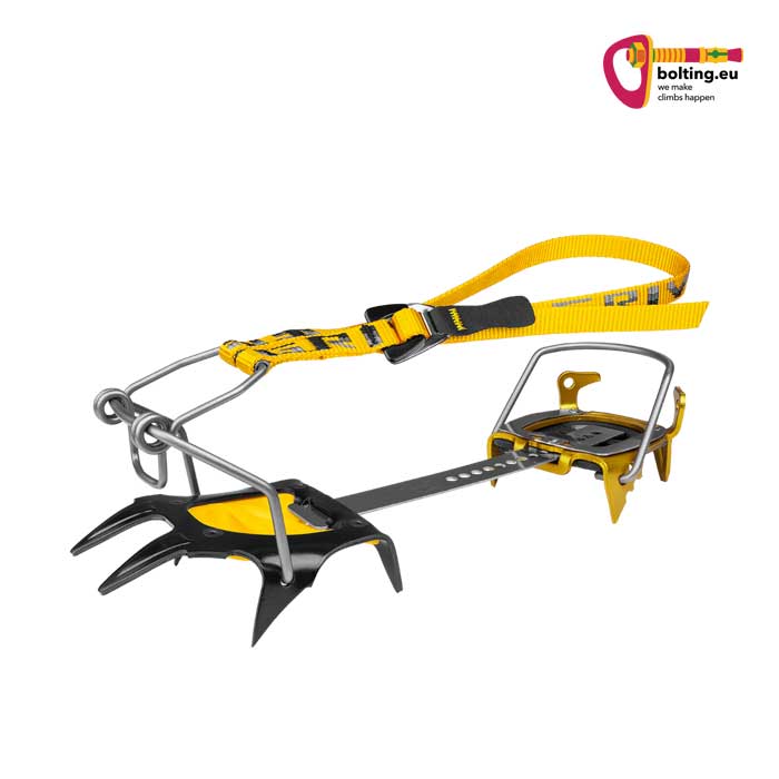 Gelb schwarze Grivel G Rider Steigeisen für Tourenskischuhe von der Seite.