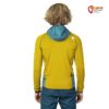 Modell mit gelb blauem Rafiki Ascent Full Zip Hoody von der Rückseite.