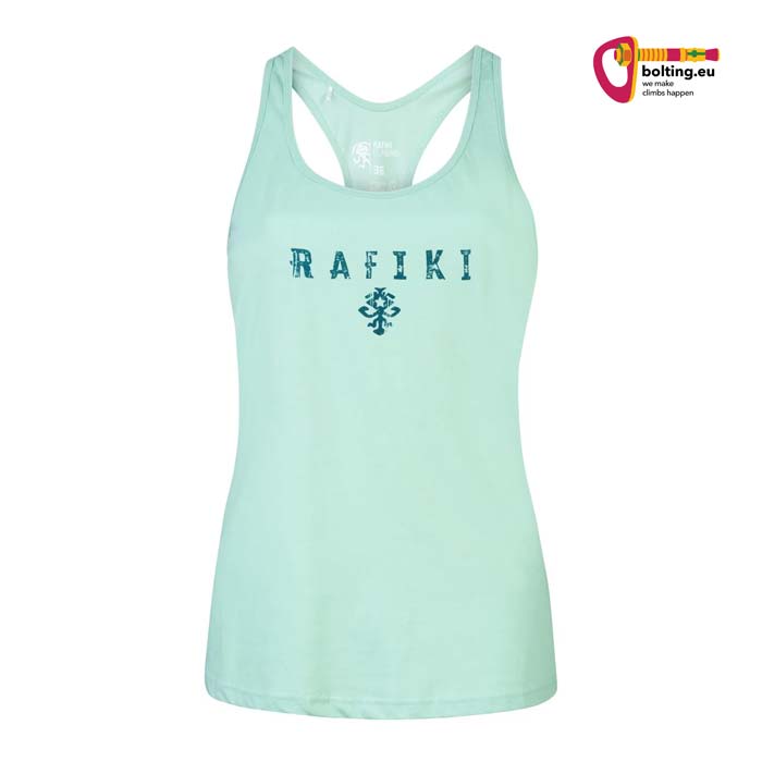 Mint farbenes Rafiki Babsi LT Damen Kletter Tank Top von der Vorderseite vor weißem Hintergrund.