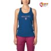 Modell mit blauem Rafiki Damen Kletter Tank Top von vorne vor weißem Hintergrund.