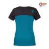 Blau graues Rafiki Chulilla Lady Damen Klettershirt von hinten vor weißem Hintergrund.