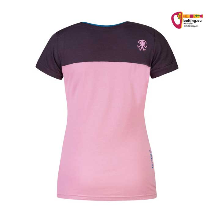 Rosa graues Rafiki Chulilla Lady Damen Klettershirt von hinten vor weißem Hintergrund.