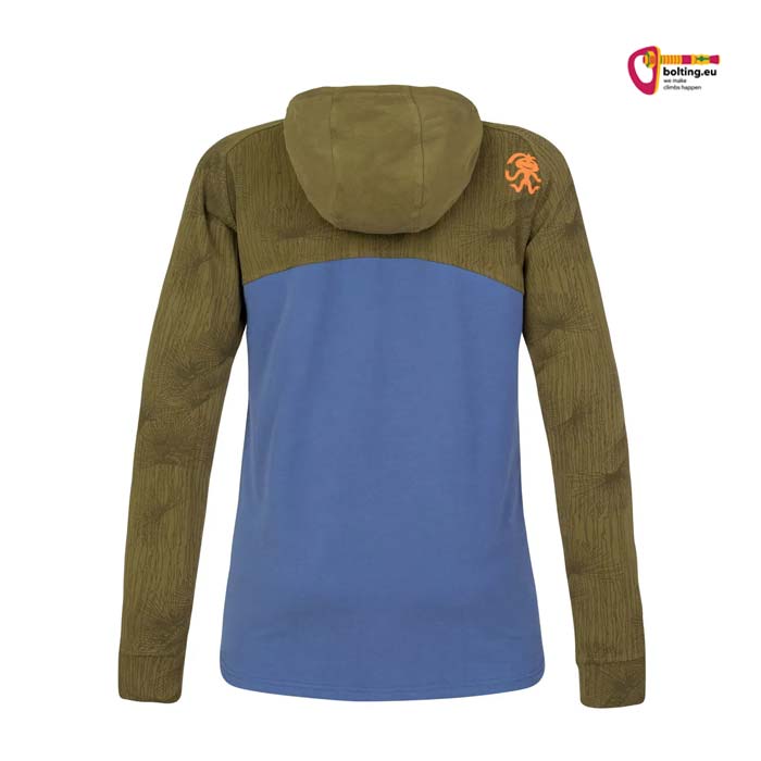 Blau grüner Rafiki Estrella Damen Kletter Hoody von der Rückseite.