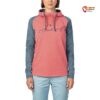 Modell mit pink grauem Rafiki Estrella Damen Kletter Hoody von der Vorderseite