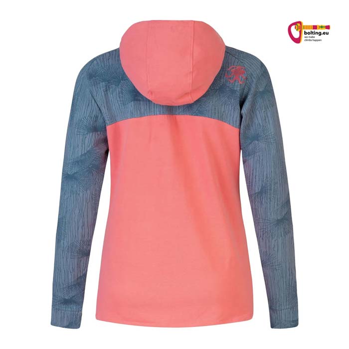 Pink grauer Rafiki Damen Kletter Hoody von der Rückseite.