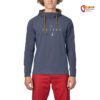 Modell mit graublauem Rafiki Traverse Kletter Langarmshirt und roter Hose von vorne.