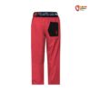 Rote Rafiki Pedro Junior Kids Kletterhose von hinten mit schwarzer Gesäßtasche und dunklem Bund.