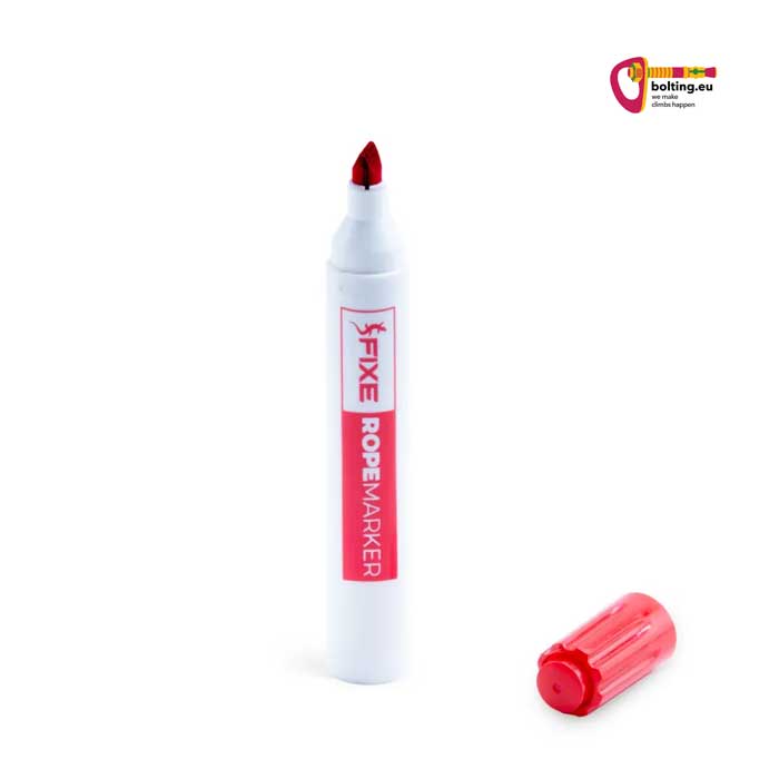 Roter Seilmarkierung Stift vertikal auf weißem Hintergrund.