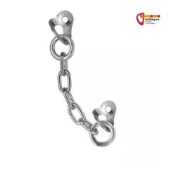 Silberner Abseilstand verzinkt vor weißem Hintergrund.