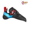 Schwarz blauer EB Nebula S Damen Kletterschuh vor weißem Hintergrund.