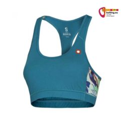 BlauesOcun Misty Bra Kletter Top von vorne vor weißem Hintergrund.