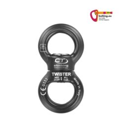 Schwarzer Climbing Technology Twister Swivel gerade im Bild.