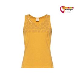 Oranges Chillaz Korfu Leaves Klettershirt auf weißem Grund.