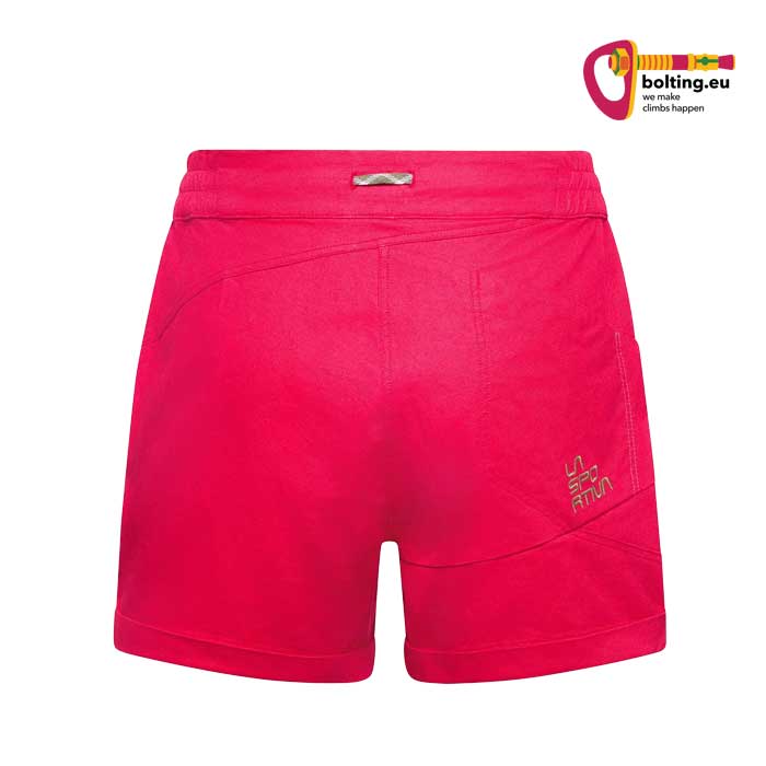 Pinke La Sportiva Bolt Short Woman von hinten vor weißem Hintergrund.