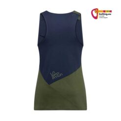 Blau grünes La Sportiva Dude Tank Top von der Rückseite auf weißem Hintergrund.