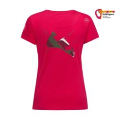 Pinkes La Sportiva Mantra T-Shirt W Damen Klettershirt von der Rückseite.