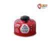 Rote MSR IsoPro Gaskartusche mit 110 Gramm auf weißem Hintergrund.