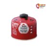 Rote MSR IsoPro Gaskartusche mit 226 Gramm auf weißem Hintergrund.