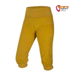 Gelbe Damen dreiviertellange Kletterhose von vorne.