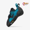 Blau schwarzer Scarpa Kletterschuh von der Seite.