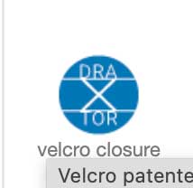 Blaues Logo des Tenaya Draxtor Verschluss Systems für Kletterschuhe.