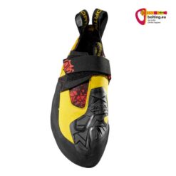 Schwarz gelber La Sportiva Skwama Herren Kletterschuh von der Vorderseite.