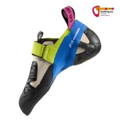 Schwarz, blau, grüner La Sportiva Skwama Woman Kletterschuh von der Innenseite.
