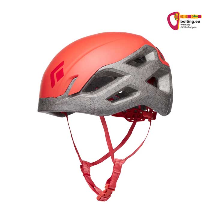 Black Diamond Vision Kletterhelm in Farbe baja sunrise auf weißem Hintergrund.