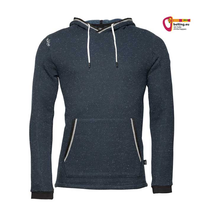Blauer Chillaz Alicante Kletterhoodie mit Kordelzug auf weißem Hintergrund.