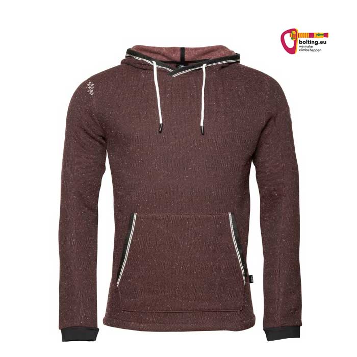 Roter Chillaz Alicante Kletterhoodie mit Kordelzug auf weißem Hintergrund.