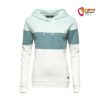 Grün weiß farbener Chillaz Damen Sweater mit Kapuze von der Vorderseite.
