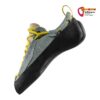 Türkis-schwarzer La Sportiva Mythos Eco Woman Anfänger Kletterschuh von der Innenseite.
