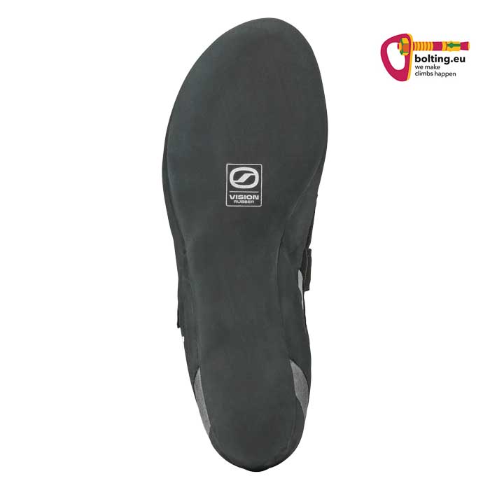 Sohle eines Scarpa Damen Anfänger Kletterschuh mit Vision Rubber Gummi.