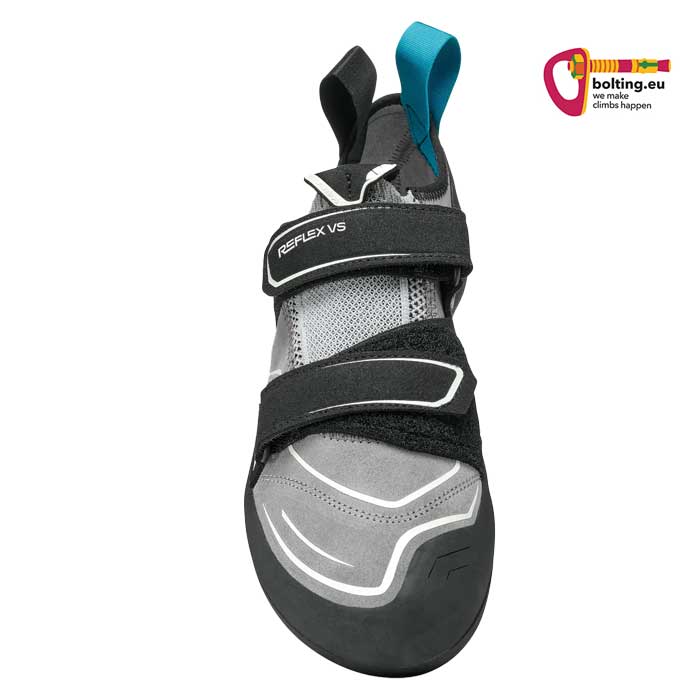 Schwarz grauer Scarpa Reflex VS Woman gerade von vorne aus betrachtet.