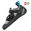 Schwarz grauer Scarpa Damen Anfänger Kletterschuh von der Seite.