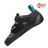 Scarpa Anfänger Kletterschuh in grau schwarzer Farbe von der Außenseite betrachtet.