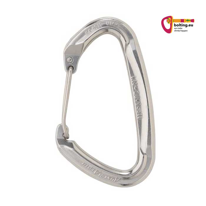 Schnappkarabiner aus silbernen Stahl von Austrialpin.