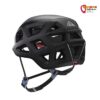 Schwarzer Blue Ice Kletterhelm von schräg seitlich.