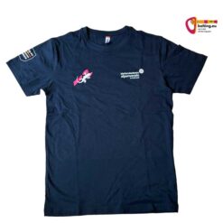 Vorderseite des Teambekleidung T-Shirts der Kletterakademie Innsbruck mit Eidechsen Logo und Schriftzug.