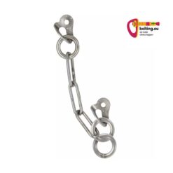 Silberner Fixe Climbing D Belay Staion Kettenstand mit zwei Ringen.