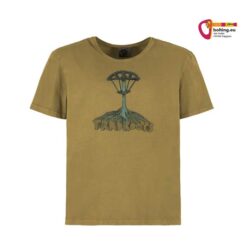 Grünes E9 Roots Shirt mit Print auf der Brust.