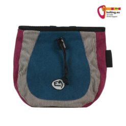 Buntes E9 Superdrop Chalkbag vor weißem Hintergrund.