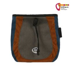 Buntes E9 Superdrop Chalkbag vor weißem Hintergrund.